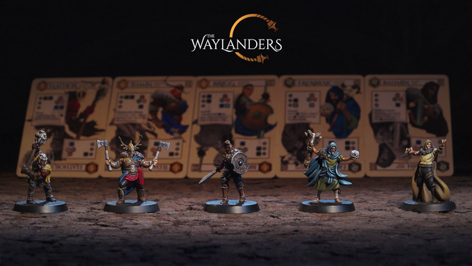 The Waylanders miniatures with their respective character cards